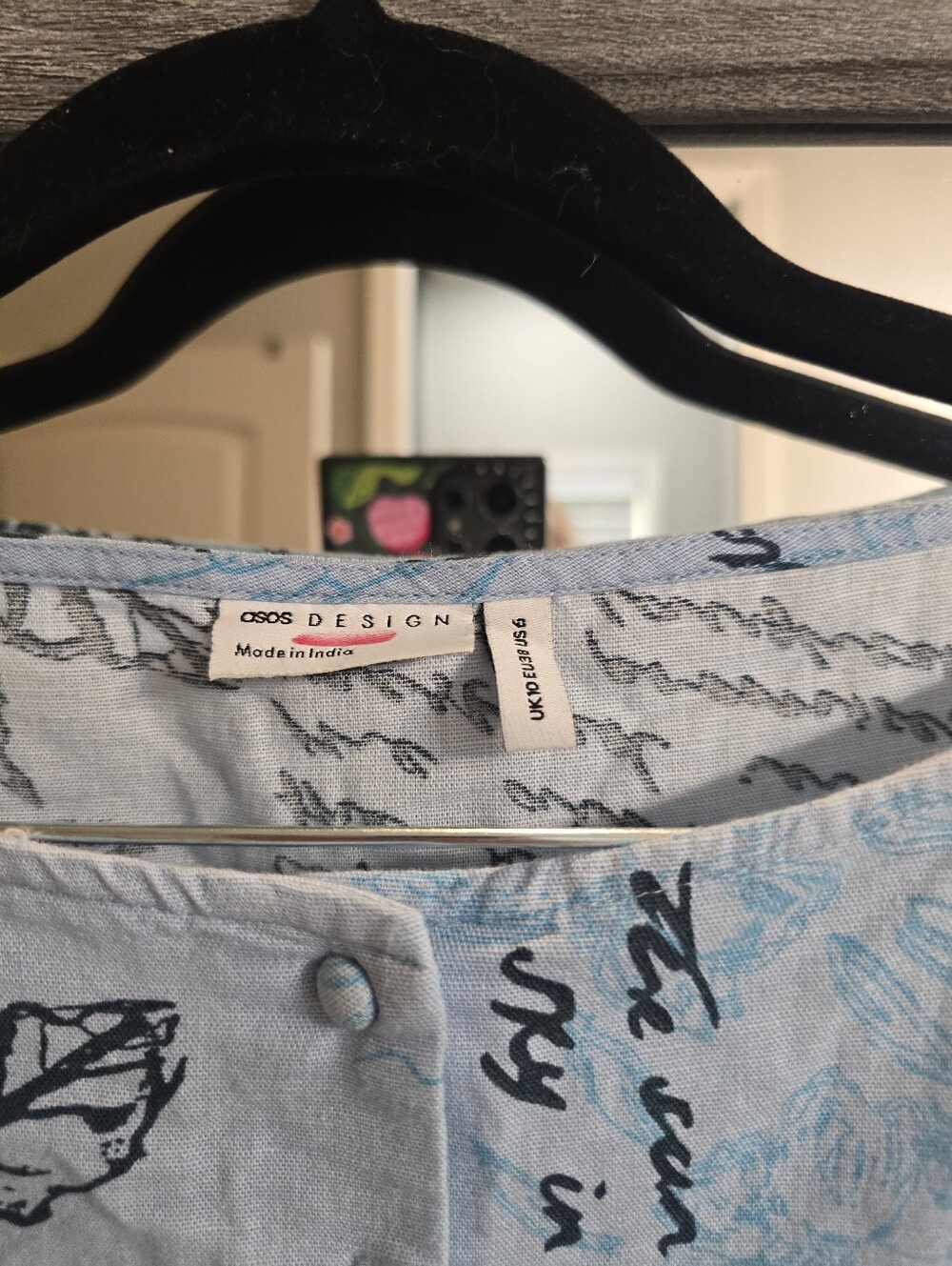 NWT ASOS Linen Cotton Light Blue Floral Print Sleeveless Sundress Medium Summer - Picture 3 of 10